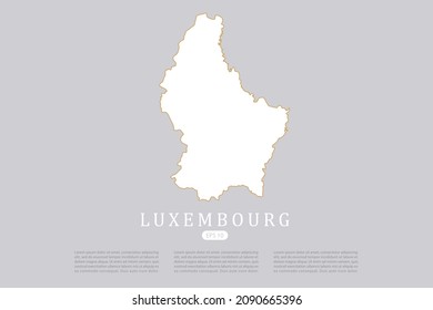 Luxembourg Map - World Map International vector template with white color and thin gold outline graphic sketch style isolated on grey background for design - Vector illustration eps 10