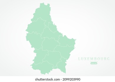 Luxembourg Map - World Map International vector template with High detailed including green color and white outline isolated on white background - Vector illustration eps 10