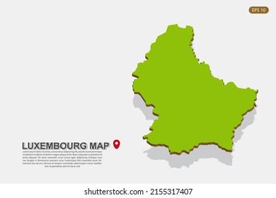 Luxembourg Map - World map International vector template with isometric style including shadow, green and brown color isolated on white background for design - Vector illustration eps 10
