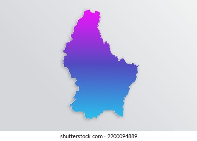 Luxembourg Map - World map International vector template with 3D, paper style including shadow and Gradient blue, purple color on grey background for design, infographic - Vector illustration eps 10