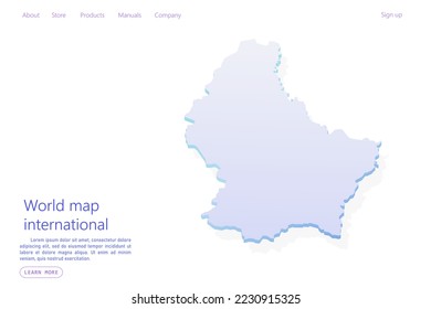 Luxembourg Map - World map International vector template with isometric style including shadow, purple and blue color isolated on white background for design, website - Vector illustration eps 10