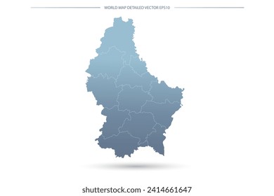 Luxembourg Map - World Map International vector template with High detailed including grey and blue gradient color and white outline color isolated on white background - Vector illustration eps 10