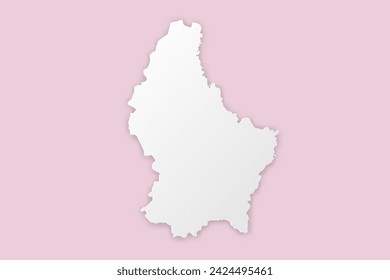Luxemburg Karte - Weltkarte Internationale Vektor-Vorlage mit Papierschnitt-Stil einschließlich Schatten und weiße Farbe auf rosa Hintergrund für Design, Bildung, Website - Vektor-Illustration eps 10