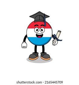 luxembourg mascot with graduation pose , character design