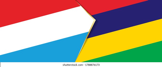 Luxembourg and Mauritius flags, two vector flags symbol of relationship or confrontation.