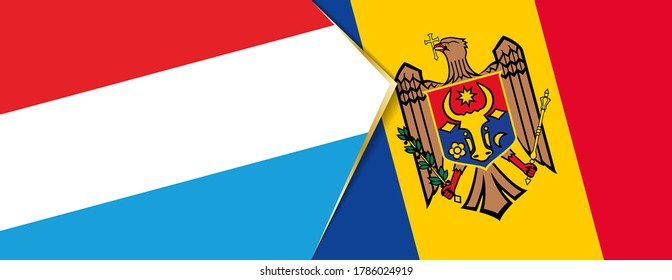 Luxembourg and Moldova flags, two vector flags symbol of relationship or confrontation.