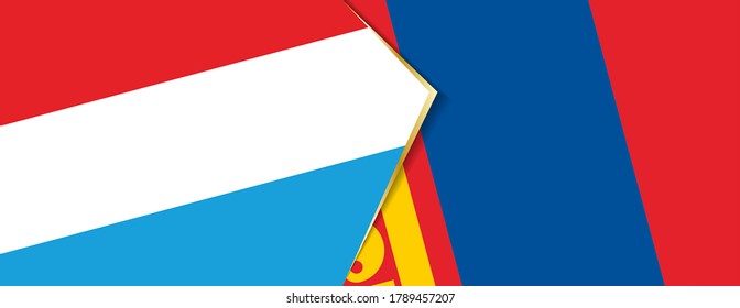 Luxembourg and Mongolia flags, two vector flags symbol of relationship or confrontation.