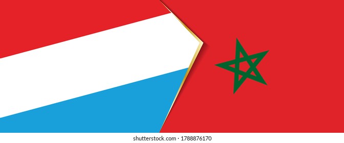 Banderas de Luxemburgo y Marruecos, dos banderas vectoriales símbolo de relación o enfrentamiento.