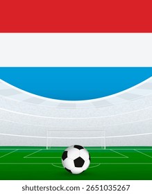 Luxembourg National Football Theme, Stadium and Soccer Ball. Soccer Match Concept in Luxembourg. Ideal for use in sports event promotions, football themed designs, and tournament advertisements.