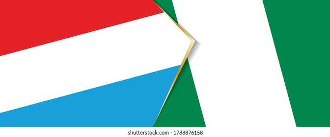 Luxemburg und Nigeria - zwei Vektorflaggen - Symbol für Beziehung oder Konfrontation.