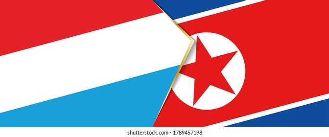 Luxembourg and North Korea flags, two vector flags symbol of relationship or confrontation.