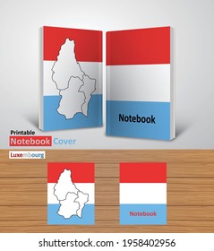 Mockup de diseño para portátiles de Luxemburgo - Plantilla de libro 3D - Mapa y bandera del país nacional - Listo para imprimir la cubierta de la revista - Vector