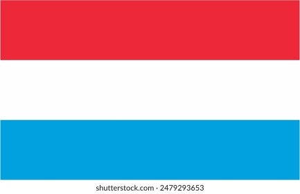 Vector de bandera oficial de Luxemburgo con tamaño y proporción estándar. Emblema de la bandera nacional con tamaño y colores precisos.