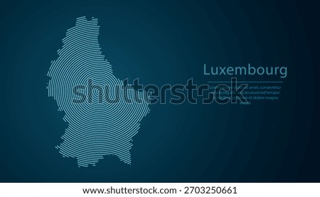 Luxembourg outline map filled with concentric circles on dark gradient background