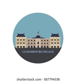 The Luxembourg Palace in Paris. France. Vector round icon