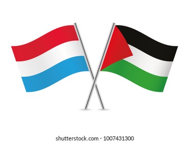 Luxembourg and Palestine flags. Vector illustration.
