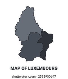 Luxembourg political map border of regions outline vector set