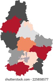 Luxembourg political map with pastel colors.