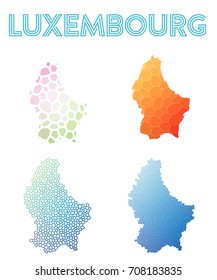 Luxembourg polygonal map. Mosaic style maps collection. Bright abstract tessellation, geometric, low poly, modern design. Luxembourg polygonal maps for infographics or presentation.