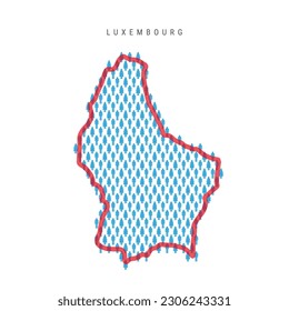 Luxembourg population map. Stick figures Luxembourgish people map with bold red translucent country border. Pattern of men and women icons. Isolated vector illustration. Editable stroke.