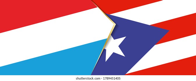 Luxembourg and Puerto Rico flags, two vector flags symbol of relationship or confrontation.