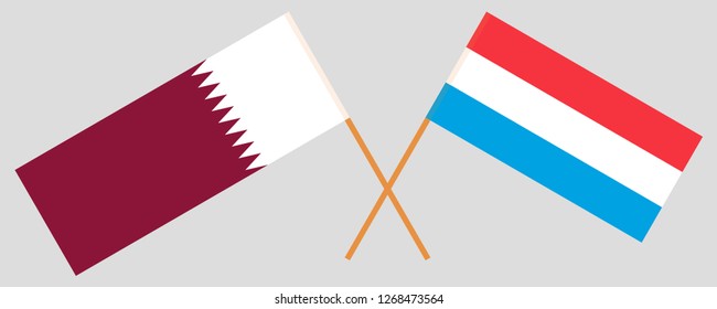 Luxembourg and Qatar. The Luxembourgish and Qatari flags. Official proportion. Correct colors. Vector illustration