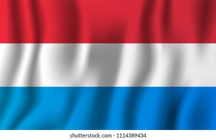 Luxembourg realistic waving flag vector illustration. National country background symbol. Independence day.