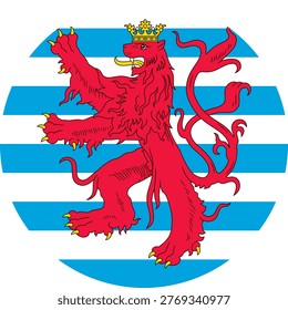 Luxembourg Red Lion Round Flag Vector Button