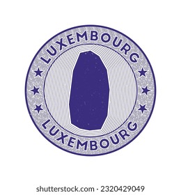 Luxembourg round badge vector. Country round stamp with shape of Luxembourg, isolines and circular country name. Astonishing emblem. Elegant vector illustration.