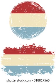 Luxembourg round and square grunge flags. Vector illustration. Grunge effect can be cleaned easily. 