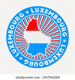 Luxembourg round stamp. Logo of country with flag. Vintage badge with circular text and stars, vector illustration.