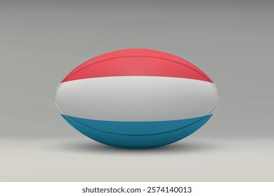 Luxembourg rugby ball featuring the national flag design on a gray background