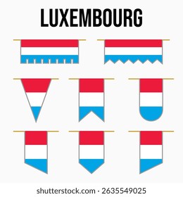 luxembourg set of country flags with their own distinctive colors and symbols, symbolizing pride, with medieval and royal theme style, war, conflict, warriors, both vertical and horizontal