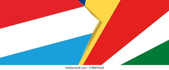 Luxembourg and Seychelles flags, two vector flags symbol of relationship or confrontation.