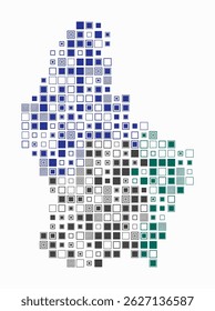 Luxembourg, shape of the country build of colored cells. Digital style map of the Luxembourg on white background. Large size square blocks. Vibrant vector illustration.