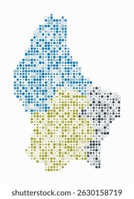 Luxembourg, shape of the country build of colored cells. Digital style map of the Luxembourg on white background. Small size rounded square blocks. Awesome vector illustration.