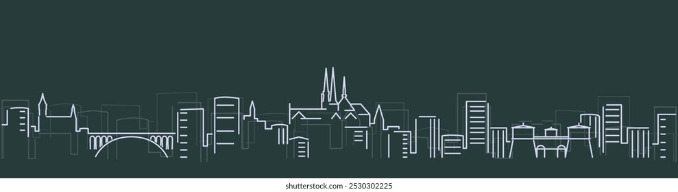 Luxembourg Einfache Linien Skyline auf dunklem Hintergrund