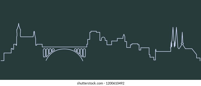 Luxembourg Single Line Skyline