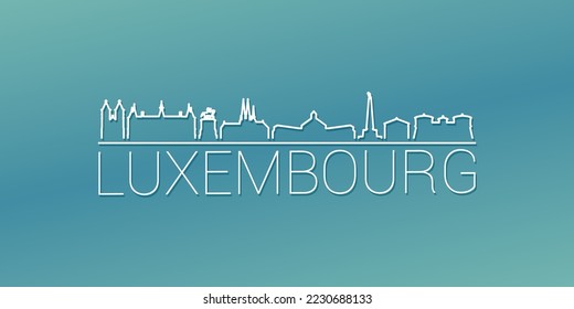Luxembourg Skyline Linear Design. Flat City Illustration Minimal Clip Art. Background Gradient Travel Vector Icon.