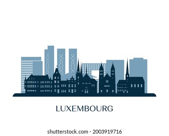 Luxembourg skyline, monochrome silhouette. Vector illustration.
