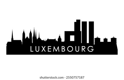 Luxembourg skyline silhouette. Black Luxembourg city design isolated on white background. 