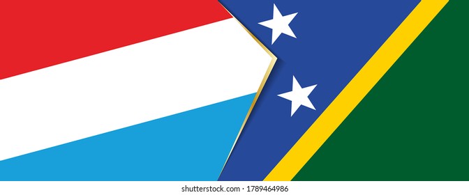 Luxembourg and Solomon Islands flags, two vector flags symbol of relationship or confrontation.