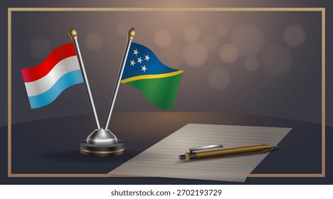 A tabela Luxemburgo e Ilhas Salomão sinaliza a relação com o plano de fundo gradiente. Ilustração de vetor