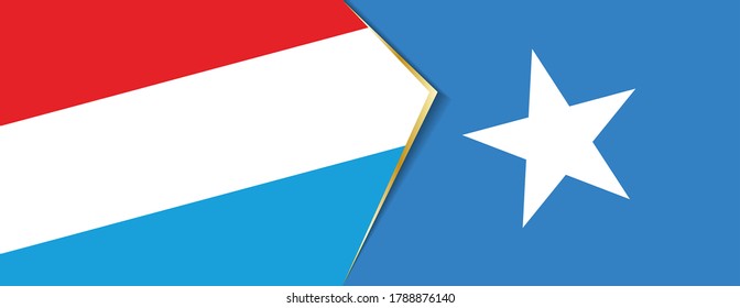 Luxembourg and Somalia flags, two vector flags symbol of relationship or confrontation.