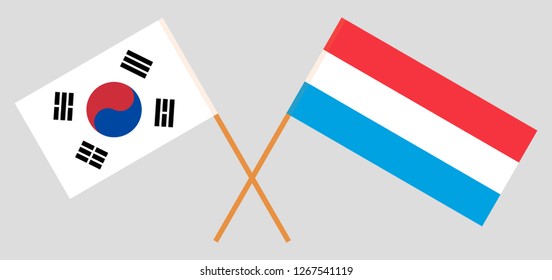 Luxembourg and South Korea. The Luxembourgish and Korean flags. Official proportion. Correct colors. Vector illustration