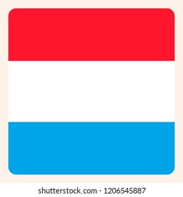 Luxembourg square flag button, social media communication sign, business icon.