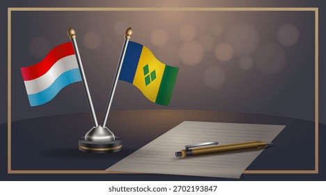 Luxemburgo e ST. Vincent Grenadines tabela sinaliza relação com gradiente fundo. Ilustração de vetor