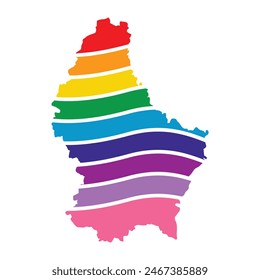 Luxembourg swoosh silhouette rainbow map