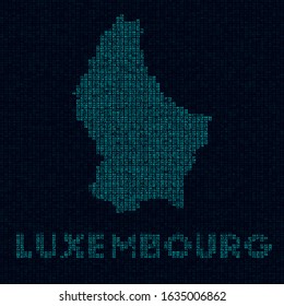 Luxembourg tech map. Country symbol in digital style. Cyber map of Luxembourg with country name. Elegant vector illustration.