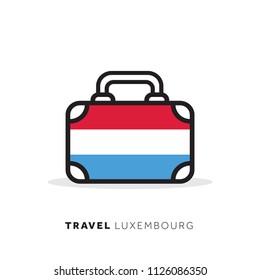 Luxembourg travel concept. Suitcase vector icon with national country flag